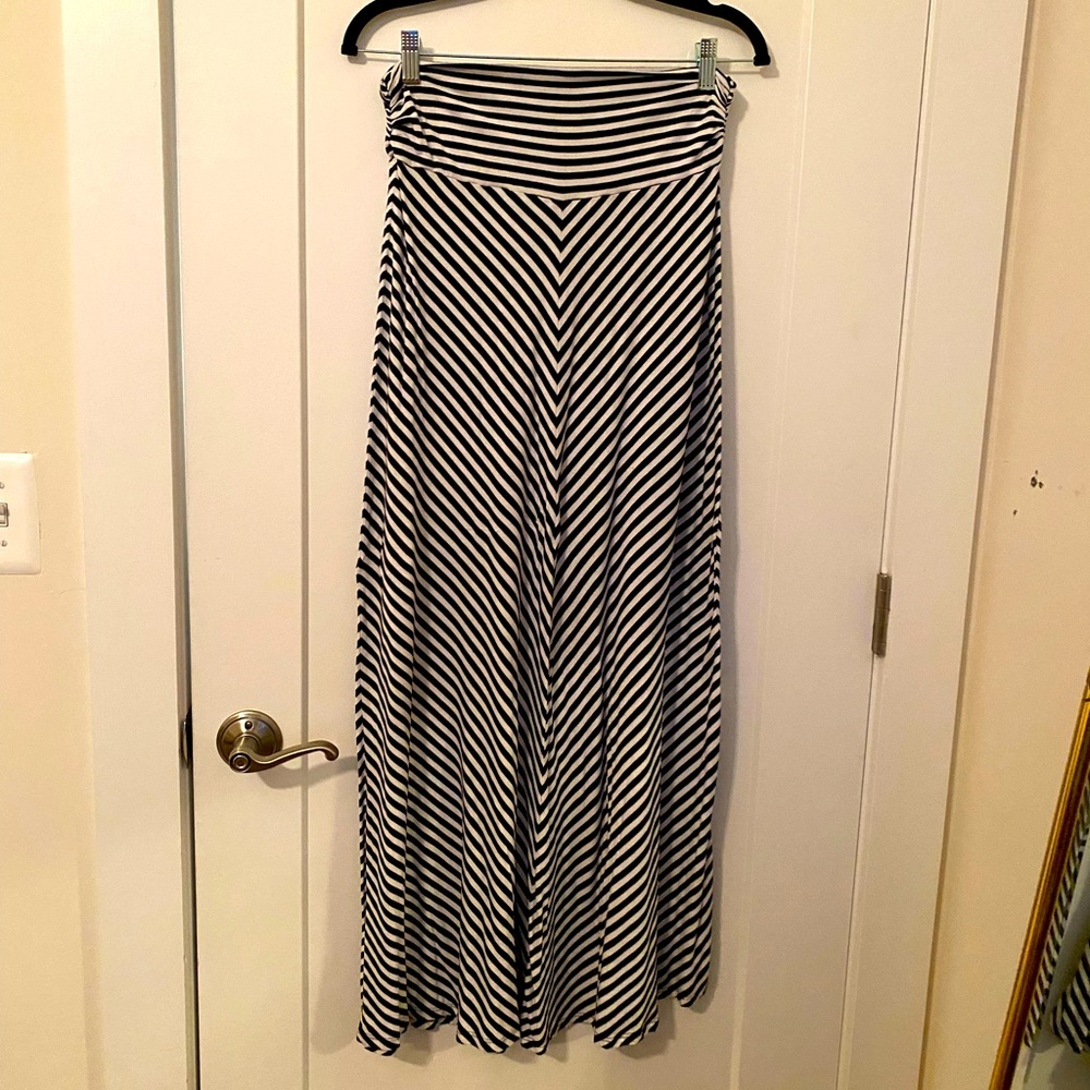 Black and white zebra stripe maxi skirt.  Size Small.  Stretchy waist.